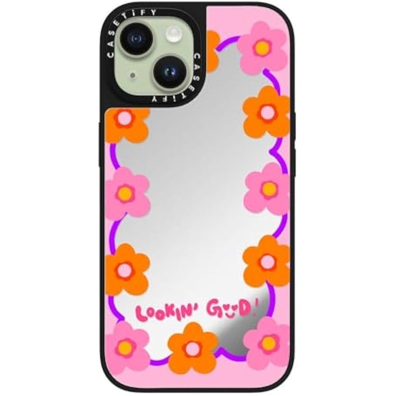 Casetify Mirror iPhone 15 Case 【Reflective / 4.9ft Drop Protection/Compatible with Magsafe】 - Lookin Good! - Phone Case - Silver on Black - Image 3