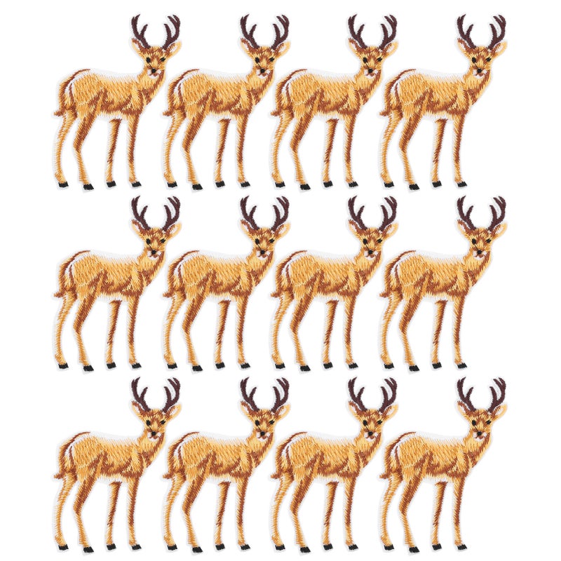 12Pcs Embroidery Cloth Stickers Deer Iron Motif Applique Patches Clothes Bag Accessories - Image 1