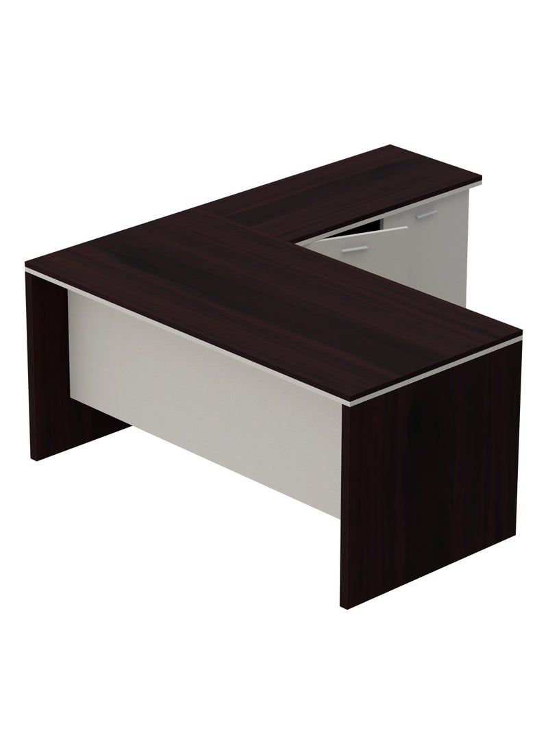 ماهاماي مكتب عمل تنفيذي على شكل حرف L من ماهمايي زيلدا M225 مع خزانة، سهل التنظيف، مثالي للمنزل والمكتب، لون الجوز الداكن - Image 2