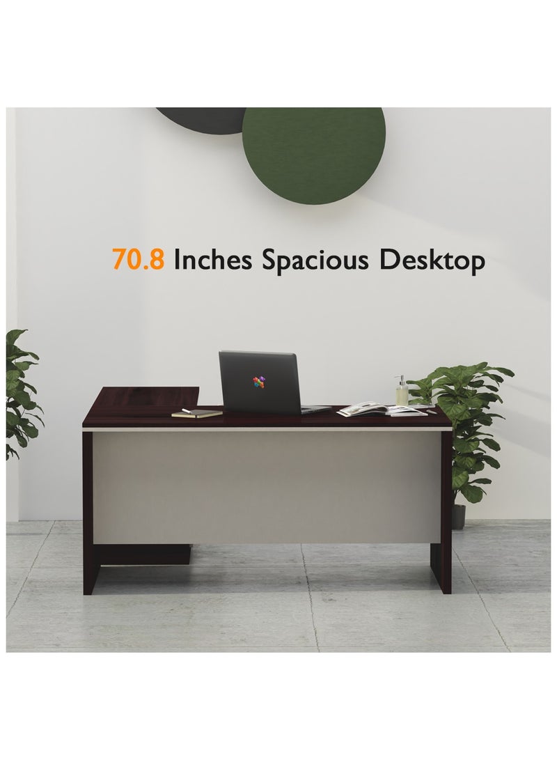 ماهاماي مكتب عمل تنفيذي على شكل حرف L من ماهمايي زيلدا M225 مع خزانة، سهل التنظيف، مثالي للمنزل والمكتب، لون الجوز الداكن - Image 5