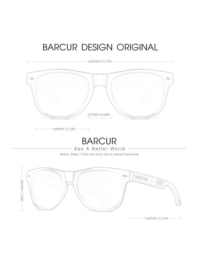 BARCUR Black Walnut Sunglasses for Men Wood Sun Glasses Man Eyeglasses Polarizing Glasses UVA&B Protection Eyewear ECO-Friendly-Lenses Color:Leopard Gray-Frame Color:BARCUR Polarized
