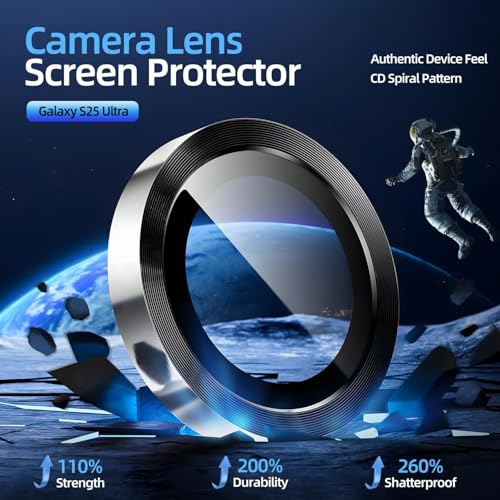 OpenTech® Premium Camera Lens Protector For Samsung Galaxy S25 Ultra (Black) – 9H Tempered Glass, Military-Grade Anti-Scratch, Case-Friendly, Easy Install Frame - Image 4