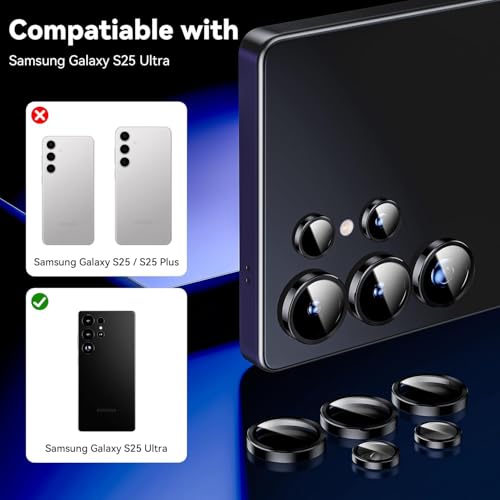 OpenTech® Premium Camera Lens Protector For Samsung Galaxy S25 Ultra (Black) – 9H Tempered Glass, Military-Grade Anti-Scratch, Case-Friendly, Easy Install Frame - Image 2