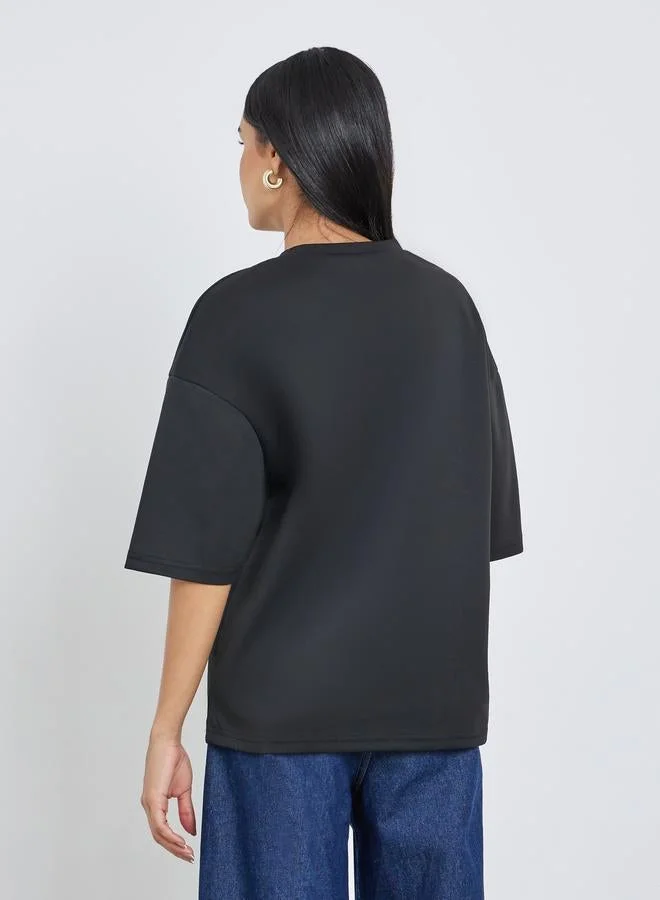 Styli Solid Short Sleeve Oversized T-Shirt