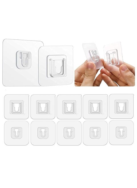 Double Sided Adhesive Hooks, Wall Hanging Hooks Without Nails, Self-adhesive, Heavy Duty, Transparent, Waterproof, Multi-Purpose for Home or Office