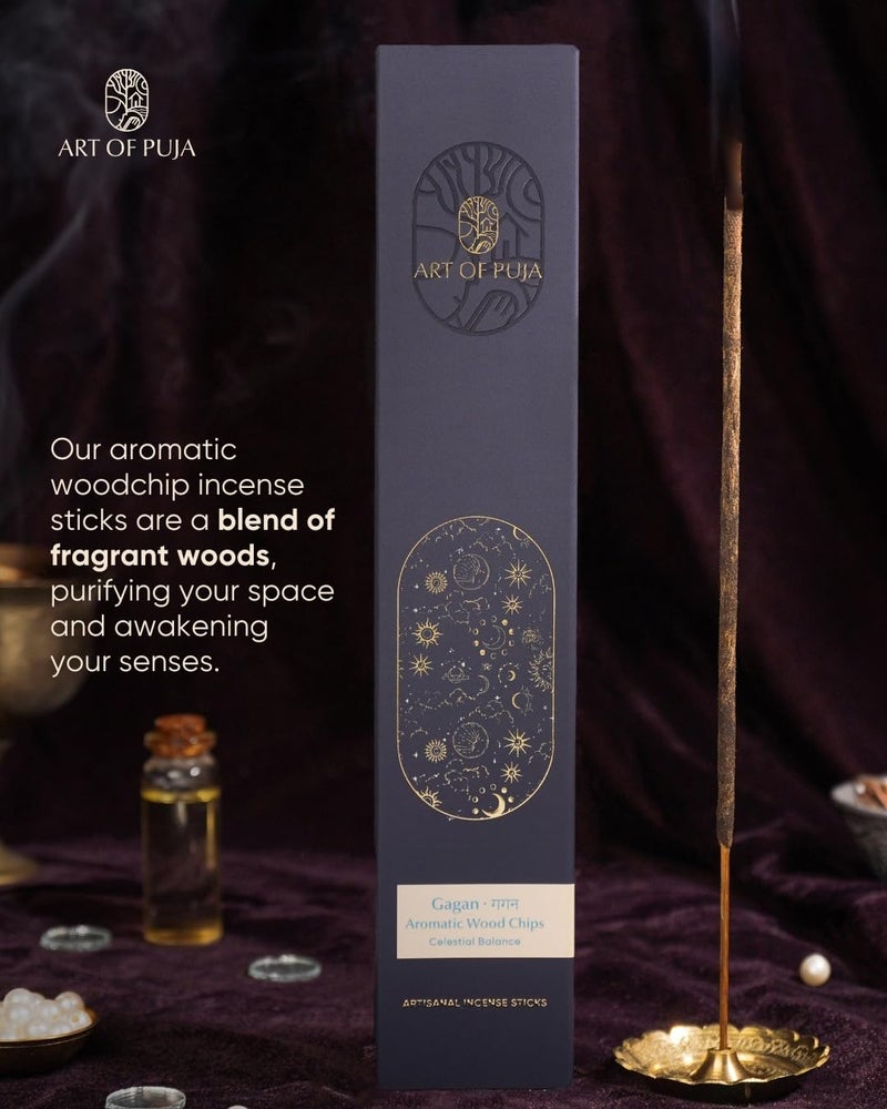 ART OF PUJA Aromatic Woods (Bakhoor) Artisanal Incense – 30 Agarbatti Stick | ~1 Hr Burn, 2+ Hr Fragrance | Rich Oud Bakhoor Aroma, Low Smoke | Free Agarbatti Holder | for Home & Mandir - Image 4