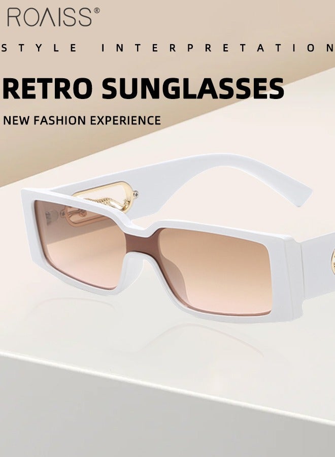 roaiss 2PCS Rectangular Sunglasses for Men Women, UV400 Protection Sun Glasses, Fashion Decorative Eyewear with Cheetah Decoration for Outdoor Party Street Photography, Black and White  - Image 5