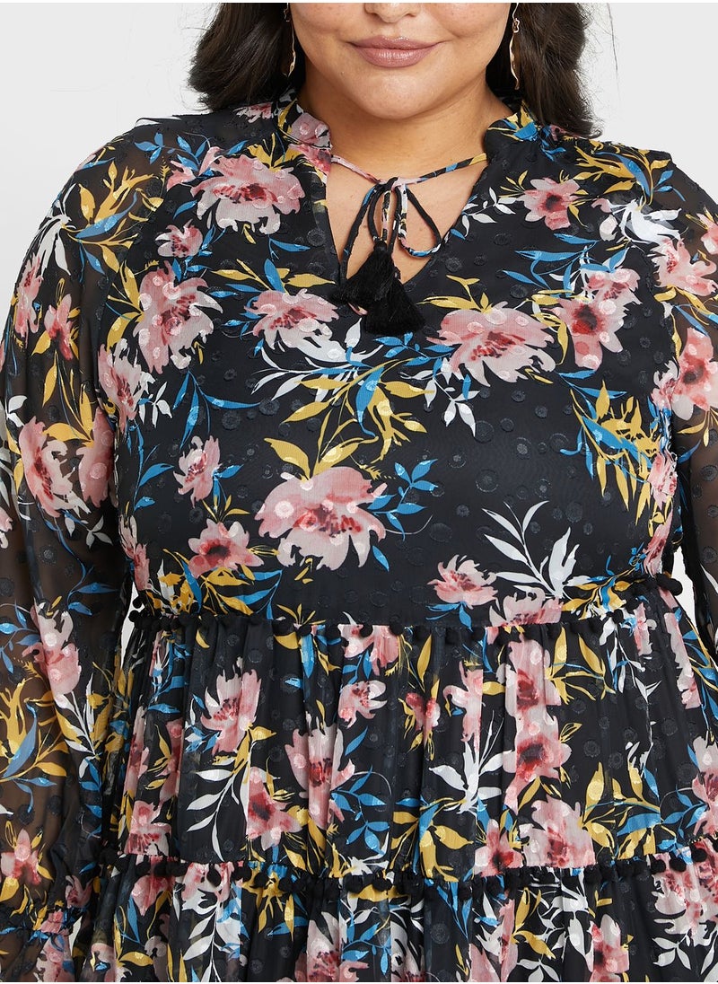 lovedrobe - Puff Sleeve Floral Print Dress - Image 1