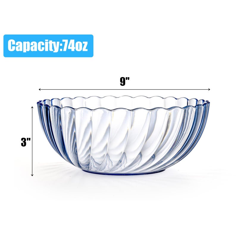 Fasmov 4 Pack Plastic Serving Bowls, Plastic Salad Mixing Bowls, 74oz Break Resistant Plastic Bowls for Salad, Fruit, Popcorn, Chip and Dip, Multicolor - Image 2