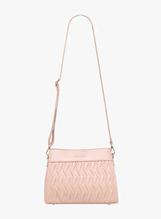 Flora Bella By Shoexpress Textured Crossbody Bag with Detachable Shoulder Strap
