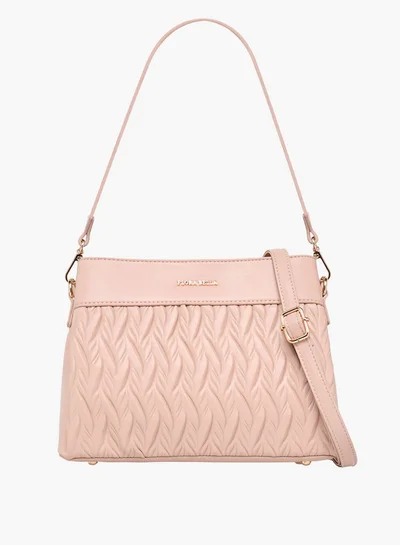 Flora Bella By Shoexpress Textured Crossbody Bag with Detachable Shoulder Strap