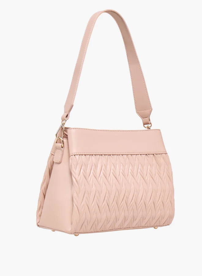 Flora Bella By Shoexpress Textured Crossbody Bag with Detachable Shoulder Strap
