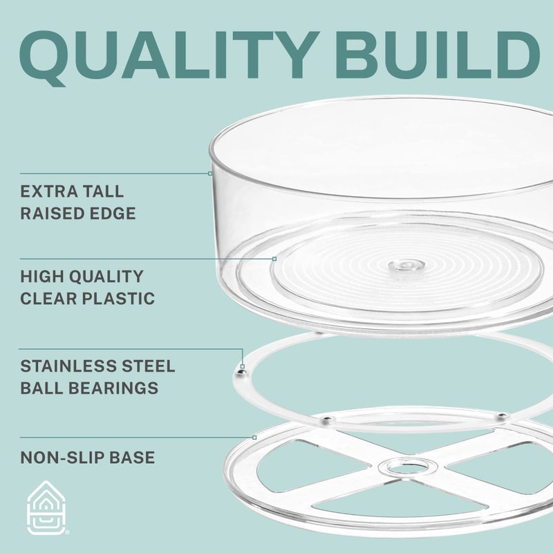 Home Intuition Round Plastic Clear Lazy Susan Turntable Food Storage Container for Kitchen (9" Round, 1 Pack) - Image 4
