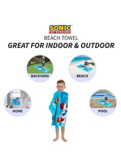 Franco Kids Super Soft Cotton Beach Towel 58 In X 28 In Sonic The Hedgehog  - Image 2