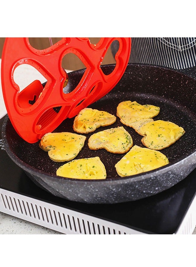 Silicone Fried Egg Mould, Heart Shape Pancakes Maker, Reusable High Temperature Resistant Non Stick Cooking Mold for Sandwich Muffins Pancake (Red)  - Image 4