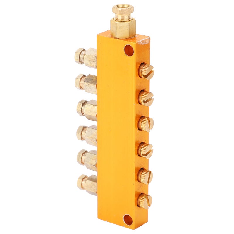 Oil Distributor Adjustable Brass Lube Piston Separator Divider Valve Lubrication System1 in 6 out - Image 1