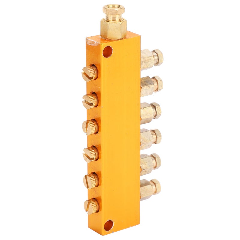 Oil Distributor Adjustable Brass Lube Piston Separator Divider Valve Lubrication System1 in 6 out - Image 3