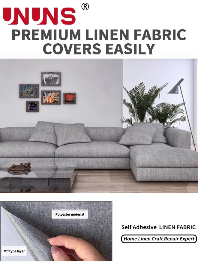 UNUNS Sofa Repair Patch,Fabric Repair Patches,Linen Repair Tape Self-Adhesive Fabric Patches Durable,DIY Large Linen Tape for Sofa,Couches,Furniture, Chair,Clothing,43*200cm,Mid-Grey - Image 2