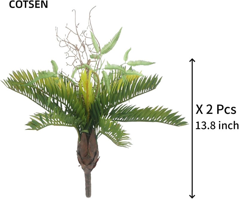 COTSEN 2 Pcs Artificial Cycad Plants 13.8 inch Artificial Succulents Fake Succulents Unpotted for Family Office Decor - Image 3