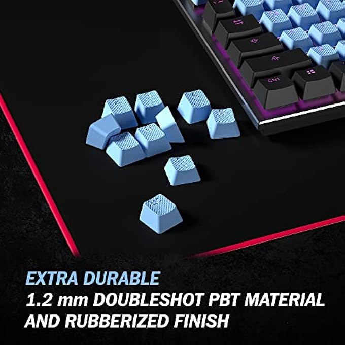 rayihni RUBBER KEYCAPS SET | ANTI-SLIP TEXTURE | DOUBLESHOT BACKLIT KEYCAP SET | 23 KEYS OEM PROFILE KEY SET | FOR MECHANICAL KEYBOARD | COMPATIBLE WITH CHERRY MX, GATERON, KAILH | BLUE MALIBU - Image 3
