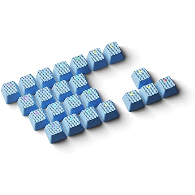rayihni RUBBER KEYCAPS SET | ANTI-SLIP TEXTURE | DOUBLESHOT BACKLIT KEYCAP SET | 23 KEYS OEM PROFILE KEY SET | FOR MECHANICAL KEYBOARD | COMPATIBLE WITH CHERRY MX, GATERON, KAILH | BLUE MALIBU - Image 1