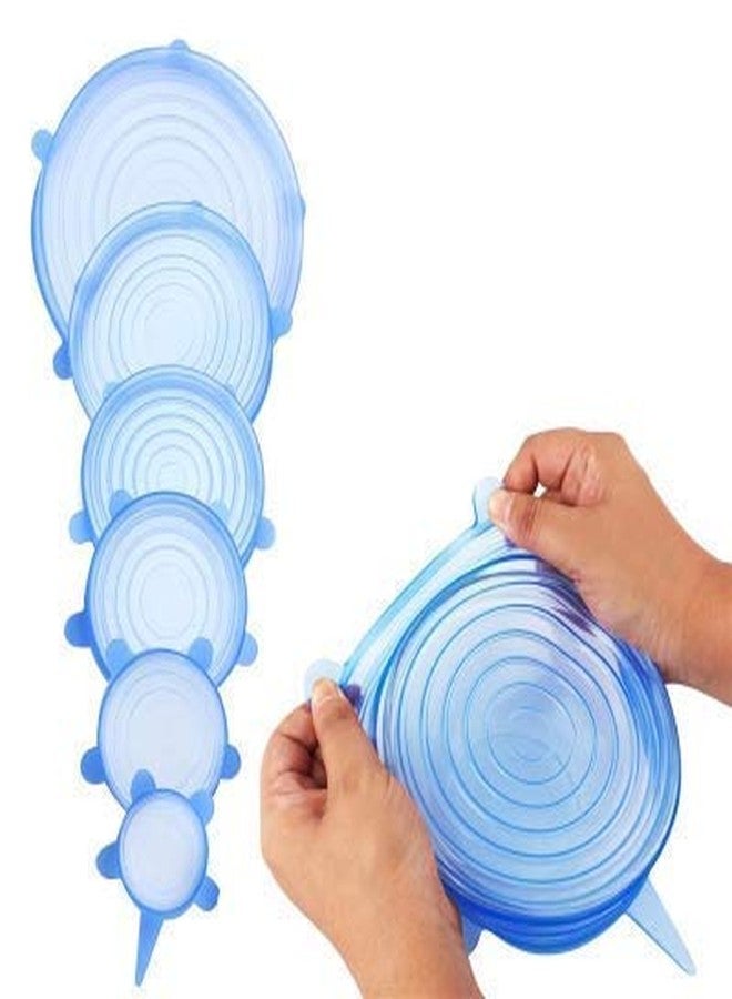 Meshaan Microwave Safe Silicone Stretch Lids reuseable Flexible Covers for Rectangle, Round, Square Bowls, Dishes, Plates, Cans, Jars (TRAVVELING FOOD COVERAGE USE, 6 Pcs) - Image 5