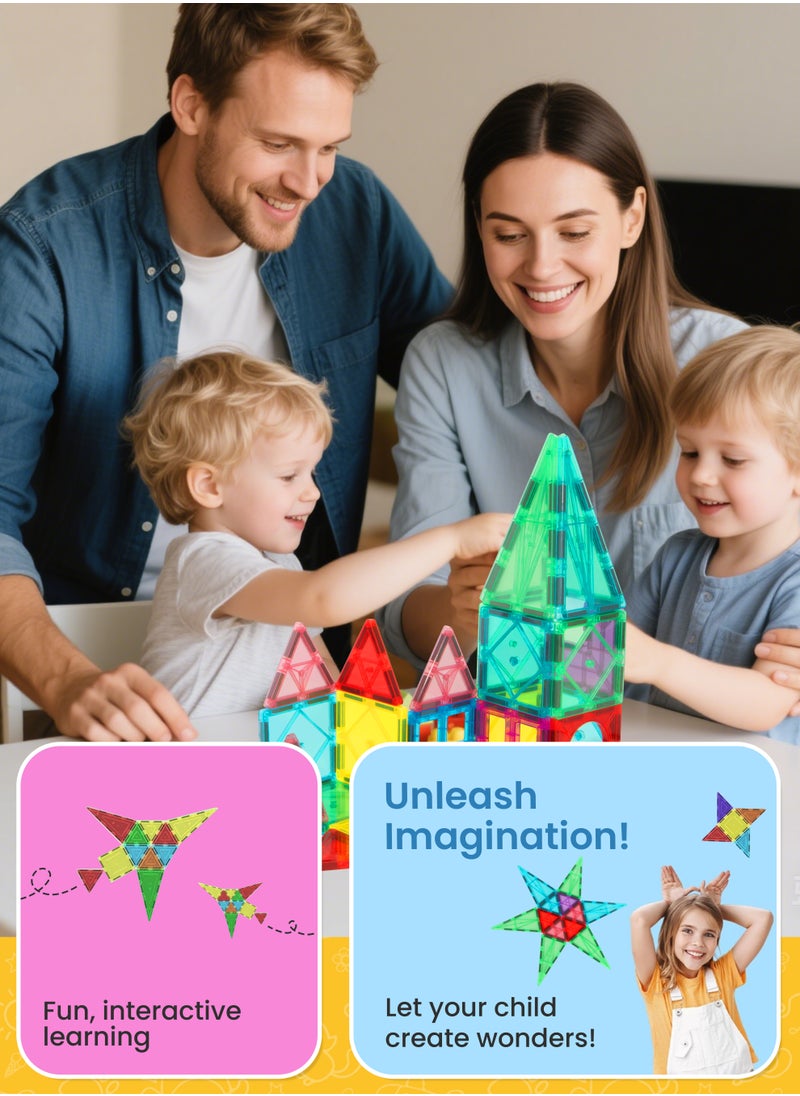 Xkimos 78-piece Magnetic Building Blocks Toy Set 78 Transparent Magnetic 3D Building Blocks Building Game Board - STEM Educational Toys for Boys and Girls, 3+ Years  - Image 3
