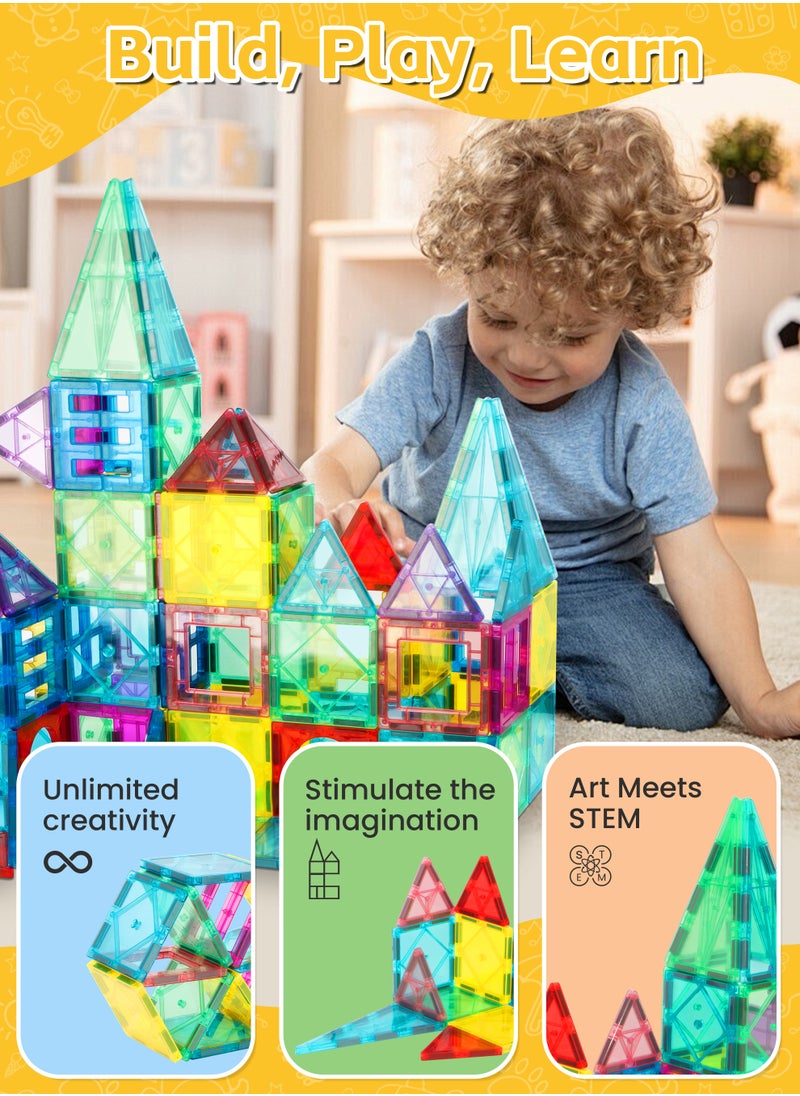 Xkimos 78-piece Magnetic Building Blocks Toy Set 78 Transparent Magnetic 3D Building Blocks Building Game Board - STEM Educational Toys for Boys and Girls, 3+ Years  - Image 2