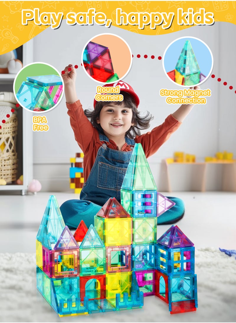 Xkimos 78-piece Magnetic Building Blocks Toy Set 78 Transparent Magnetic 3D Building Blocks Building Game Board - STEM Educational Toys for Boys and Girls, 3+ Years  - Image 4