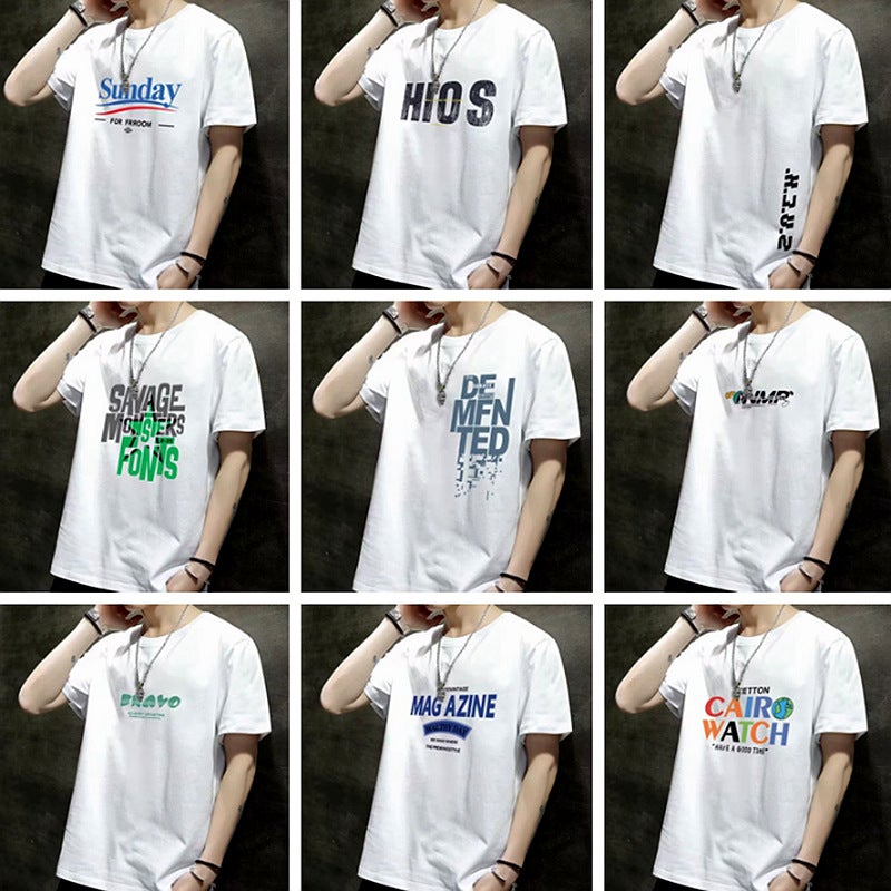 Versatile Short-Sleeve T-Shirt Men's Trendy Brand Letter Couple Matching Clothes Men and Women Daily Simple White T-Shirt Wholesale - Image 2