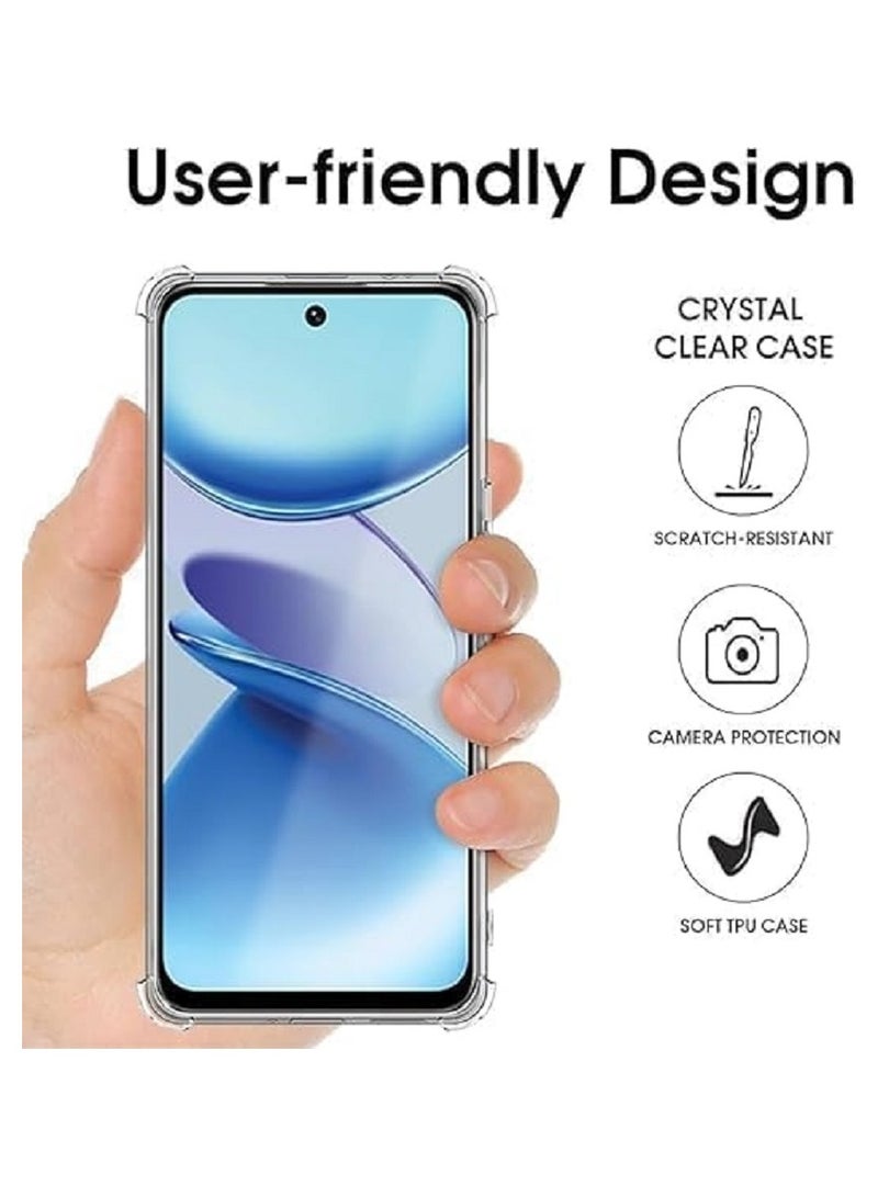 Infinix Smart 9 / Hot 50i Case Clear Shockpoof Reinforced Corners Slim Fit Soft Flexible TPU Bumper Phone Case With Camera Protection for Infinix Smart 9 / Hot 50i ,Crystal Clear - Image 2
