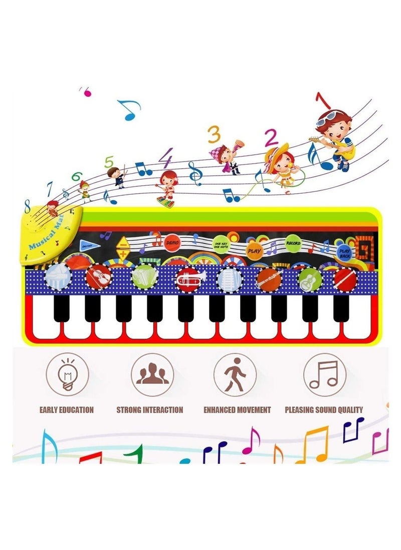 NIBEMINENT - Children's Music Mat with 8 Kinds of Special Effects and 10 Songs, Baby Piano Mat, 5 Function Buttons, Steel Early Education Toys, Suitable for 1 2 3 4 Year Old Girls Boys - Image 1