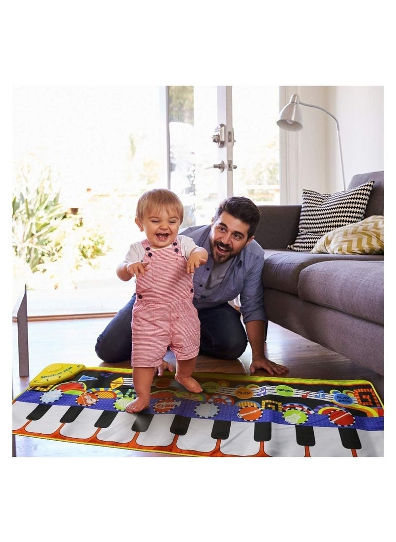 NIBEMINENT - Children's Music Mat with 8 Kinds of Special Effects and 10 Songs, Baby Piano Mat, 5 Function Buttons, Steel Early Education Toys, Suitable for 1 2 3 4 Year Old Girls Boys - Image 1