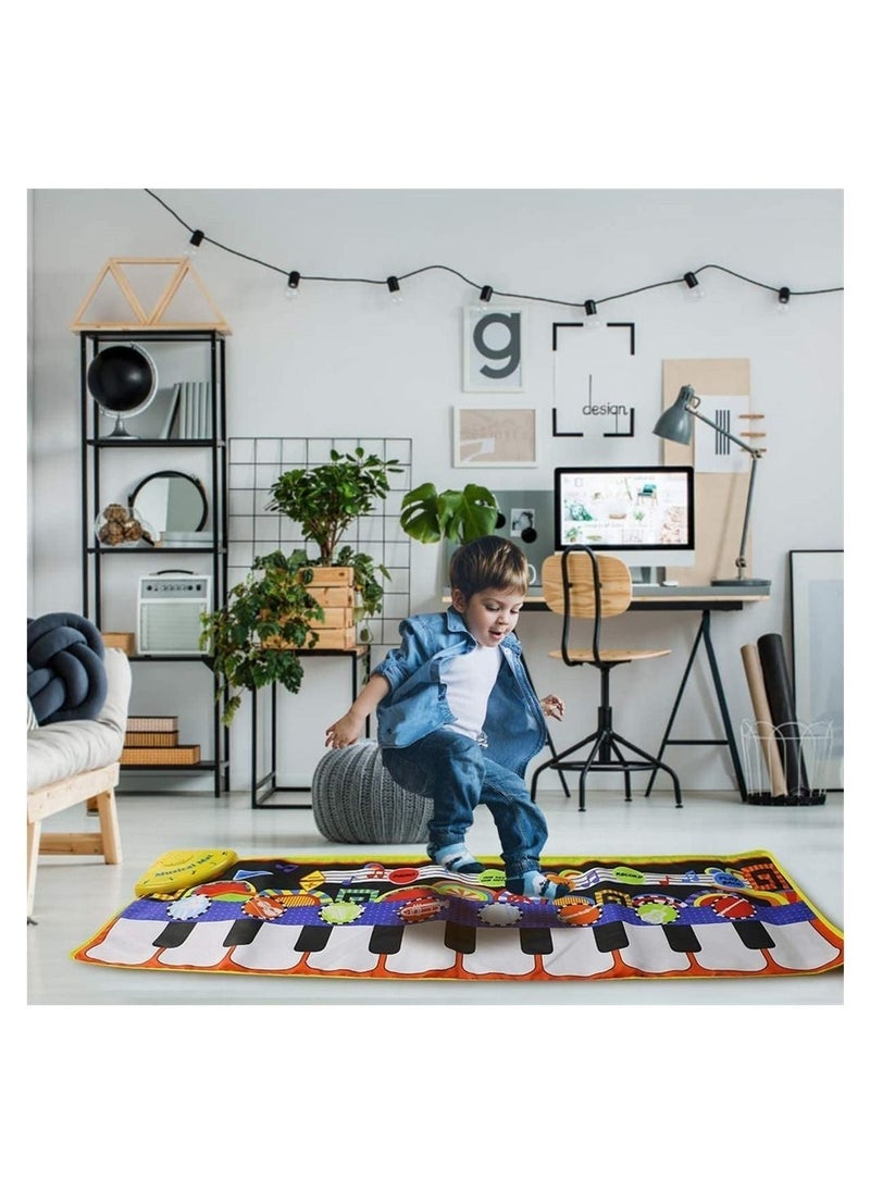 NIBEMINENT - Children's Music Mat with 8 Kinds of Special Effects and 10 Songs, Baby Piano Mat, 5 Function Buttons, Steel Early Education Toys, Suitable for 1 2 3 4 Year Old Girls Boys - Image 1