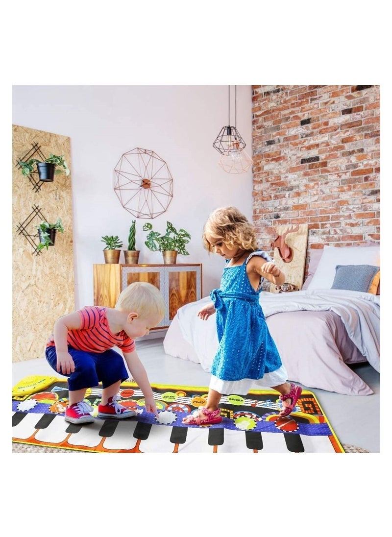 NIBEMINENT - Children's Music Mat with 8 Kinds of Special Effects and 10 Songs, Baby Piano Mat, 5 Function Buttons, Steel Early Education Toys, Suitable for 1 2 3 4 Year Old Girls Boys - Image 1