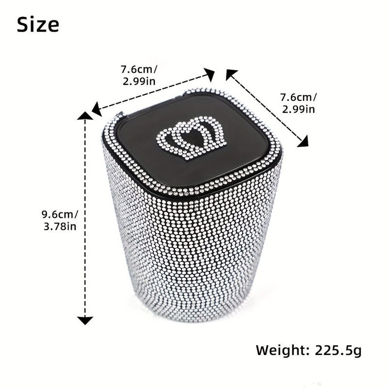 Pink Crystal Rhinestone Car Ashtray With Lid Mini Trash Can Smokeless Ashtray For Car Home Office - Image 2