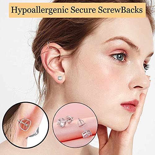 DELECOE 2 Pairs 14K Gold Screw On Earring Backs for Diamond Studs 925 Stering Silver Hypoallergenic Screw Backs Replacement Fit Post Sizes .032'/0.8mm Gold Color - Image 5