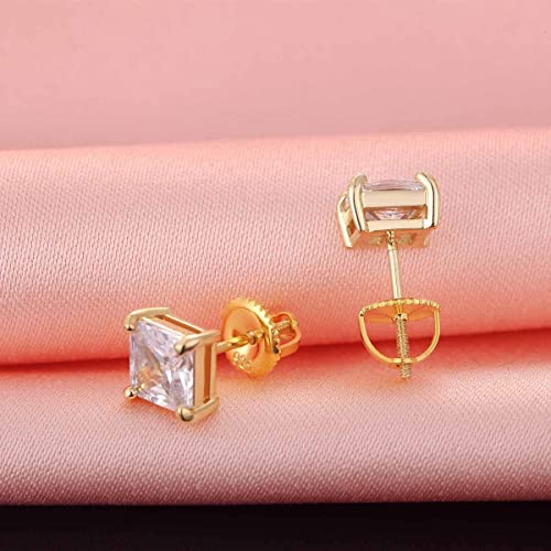 DELECOE 2 Pairs 14K Gold Screw On Earring Backs for Diamond Studs 925 Stering Silver Hypoallergenic Screw Backs Replacement Fit Post Sizes .032'/0.8mm Gold Color - Image 2
