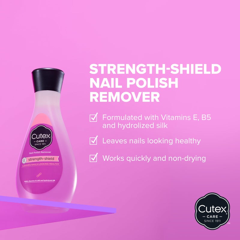 Cutex Strength Shield Nail Polish Remover, Leaves Fingernails & Toenails Looking Healthy, Contains Vitamins E, B5 & Hydrolyzed Silk, 6.7 fl oz - Image 2