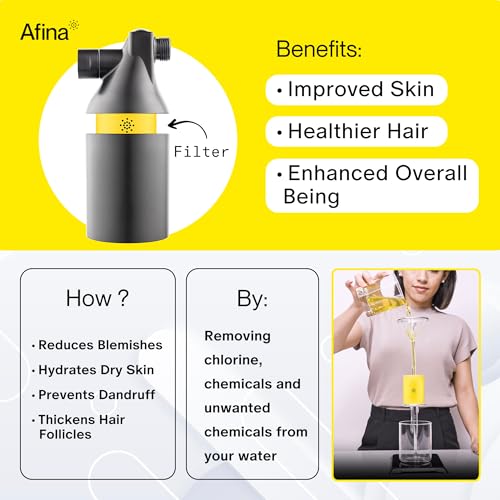 Afina Shower Filter For Hard Water - Removes 99% Chlorine, Harmful Substances & Heavy Metals - Improves your Skin & Hair (Black) - Image 2