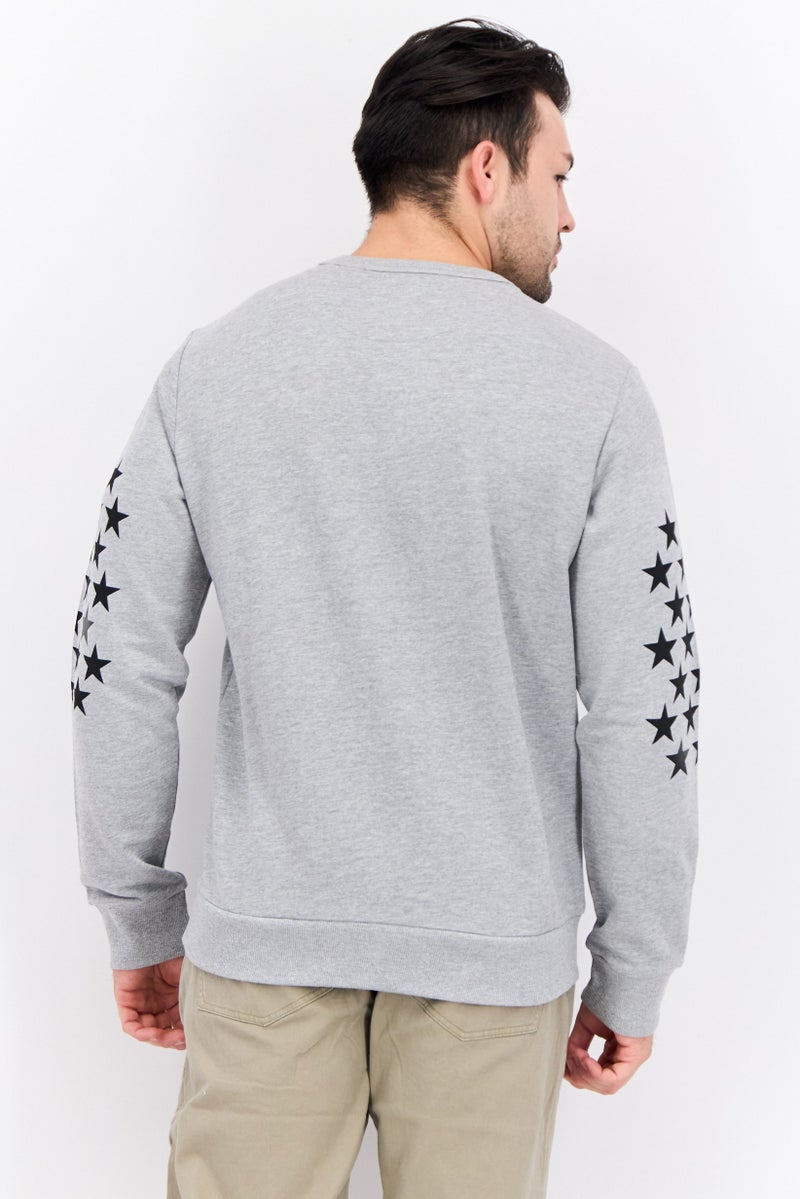GAS سويت شيرت رجالي بأكمام طويلة وطباعة جرافيك، رمادي/أسود - Image 3
