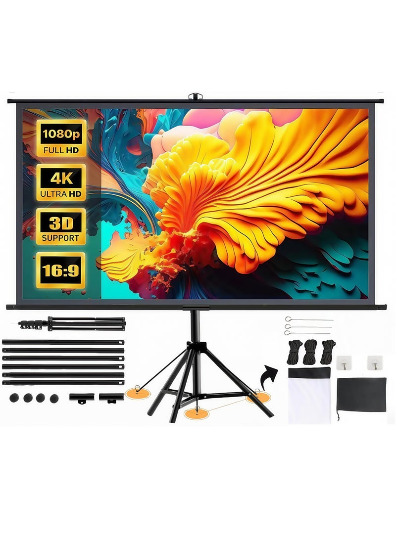 Flash Hawk Updated Projector Screen with Stand 120 inch Indoor Outdoor Projector Screen 16:9, 4K HD Projector Screen for Outdoor and Indoor Wall Hanging 2 IN 1 with Carry Bag, Ground Nails  - Image 1