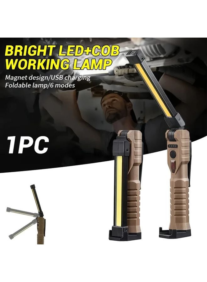 1pc Foldable COB Reading Flashlight Magnetic Base Rechargeable Portable Emergency Lamp - Image 2