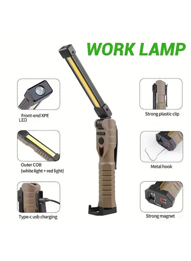 1pc Foldable COB Reading Flashlight Magnetic Base Rechargeable Portable Emergency Lamp - Image 5