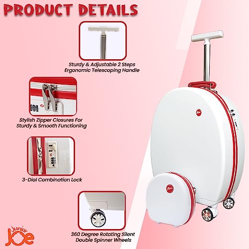 JUNIOR JOE ABS Hard 22 inch Luggage- Kids Luggage(Travel Luggage Bag_white) - Image 3