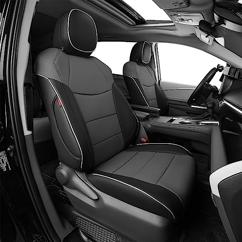 EKR Custom Fit Sienna Seat Covers for Select Toyota Sienna LE, XLE,XLE Plus,8-Passenger Seating,2nd Row 4/2/4 Split 8 Seats 2021-2024 - Three Row,Leather (Black/Gray) - Image 1