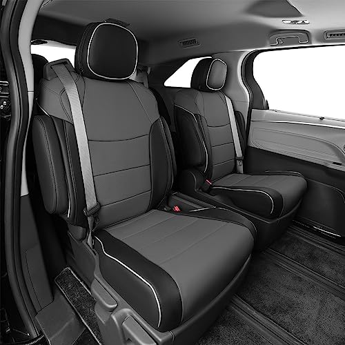 EKR Custom Fit Sienna Seat Covers for Select Toyota Sienna LE, XLE,XLE Plus,8-Passenger Seating,2nd Row 4/2/4 Split 8 Seats 2021-2024 - Three Row,Leather (Black/Gray) - Image 4