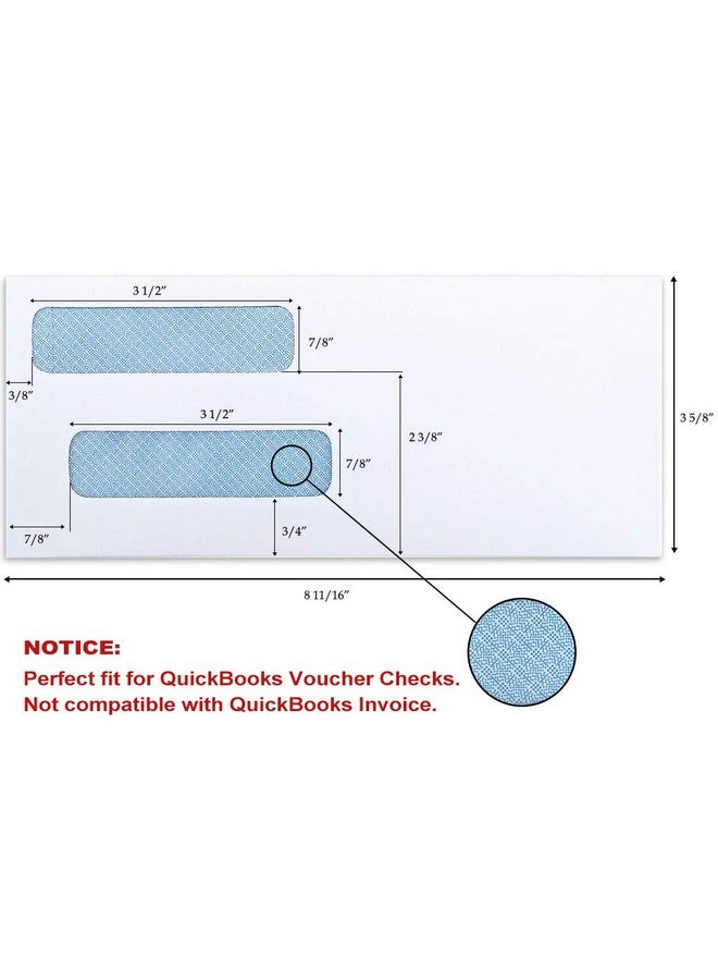ValBox 200 Count 8 Double Window Envelopes 3 5/8" X 8 11/16" Flip And Seal Double Window Security Check Envelopes Security Tint Pattern Designed For Home Office Secure Mailing - Image 2