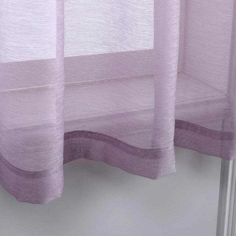 DONREN Lilac Purple Luxury Textured Sheer Window Panel Curtains Grommet Top Sheer Drapes for Windows 52 Wide x 63 inch Length 2 Panels - Image 5