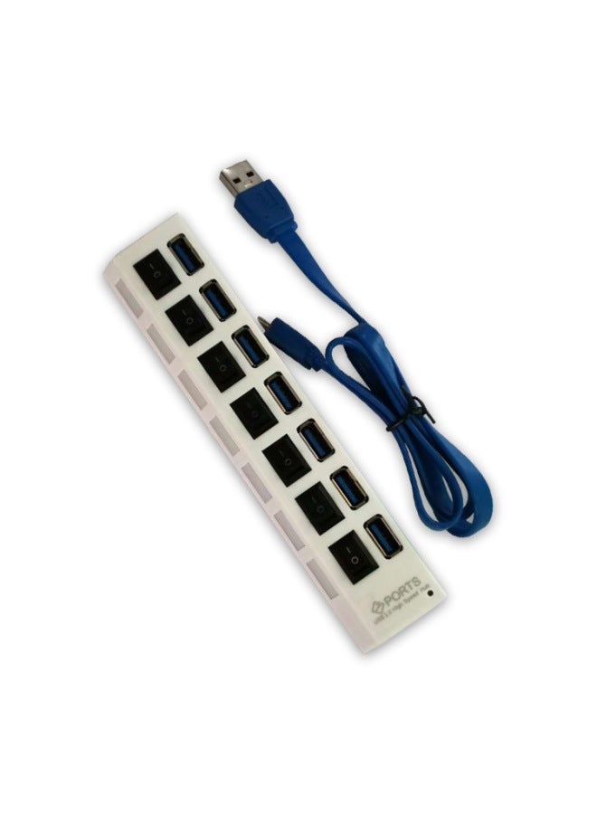 3.0HUB 7-port USB Hub High Speed 3.0 Splitter Usb One Drag Seven Hub With Switch Wholesale-Number Of Interfaces:3.0 Seven-mouth White - Image 3